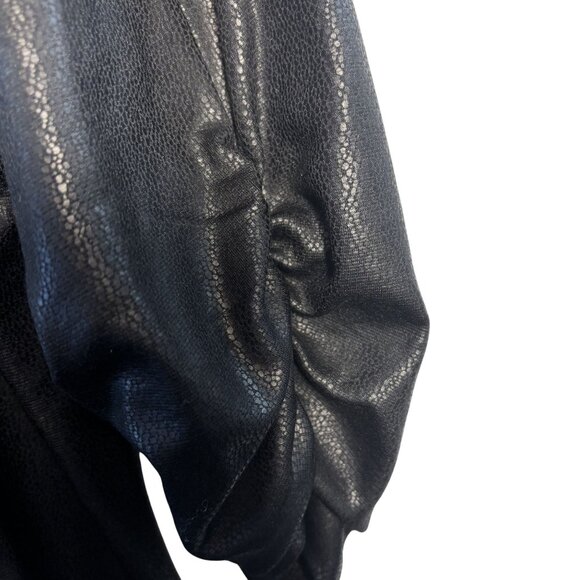 Karen Kane Womens Black Faux Leather Open Front Jacket With Ruched Sleeves One S - Picture 7 of 16